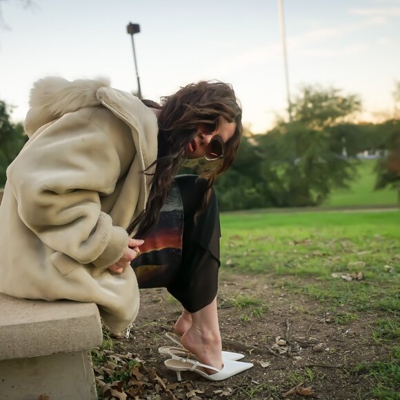 Sling Fling High White Heels – 55mm Leather Slingback Pumps, Comfortable - Picture 10 of 10